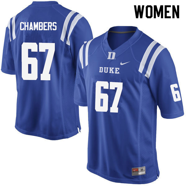 Women #67 Rakavius Chambers Duke Blue Devils College Football Jerseys Sale-Blue
